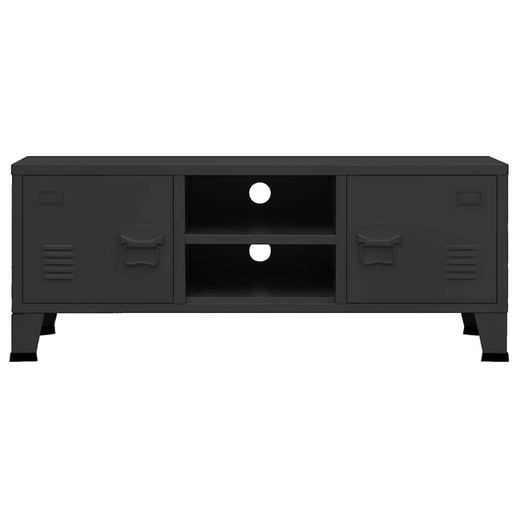 Mobile TV Industriale Nero 105x35x42 cm in Metallo