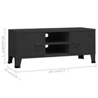 Mobile TV Industriale Nero 105x35x42 cm in Metallo
