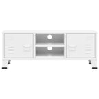 Mobile TV Industriale Bianco 105x35x42 cm in Metallo