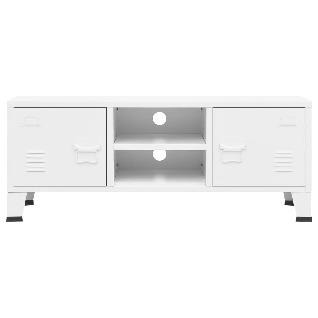 Mobile TV Industriale Bianco 105x35x42 cm in Metallo