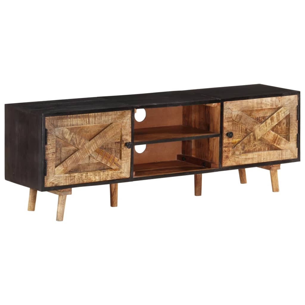 Mobile TV 140x30x46cm Legno di Mango Grezzo e Massello d'Acacia