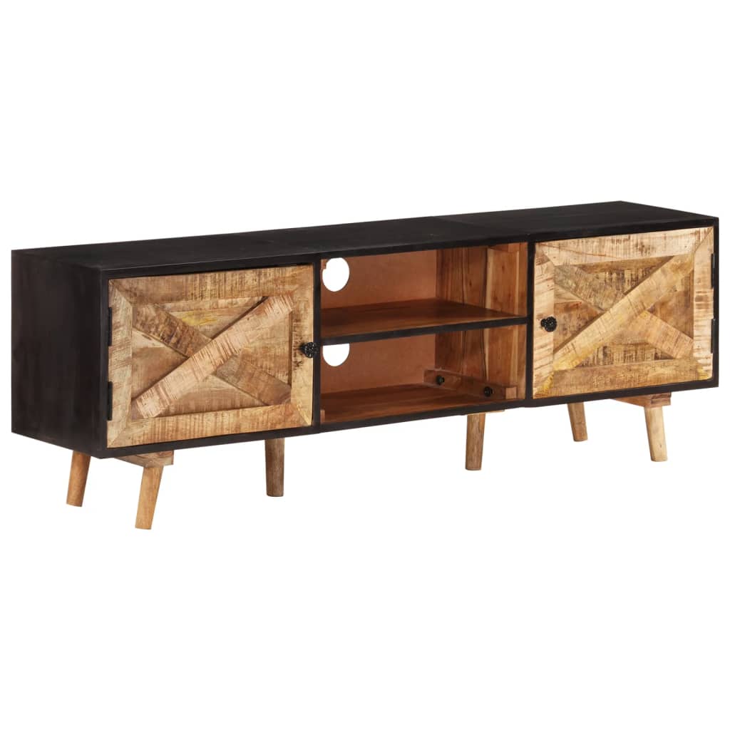 Mobile TV 140x30x46cm Legno di Mango Grezzo e Massello d'Acacia