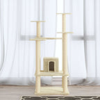 Albero per Gatti con Pali Tiragraffi in Sisal Crema 110 cm