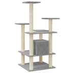 Albero per Gatti con Tiragraffi in Sisal Grigio Chiaro 110 cm