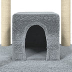 Albero per Gatti con Tiragraffi in Sisal Grigio Chiaro 174 cm