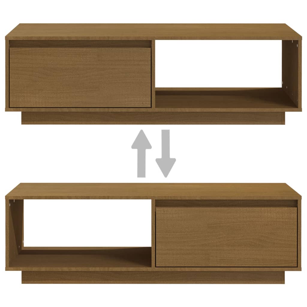 Tavolino Marrone ambra 110x50x33,5 cm in Legno Massello di Pino