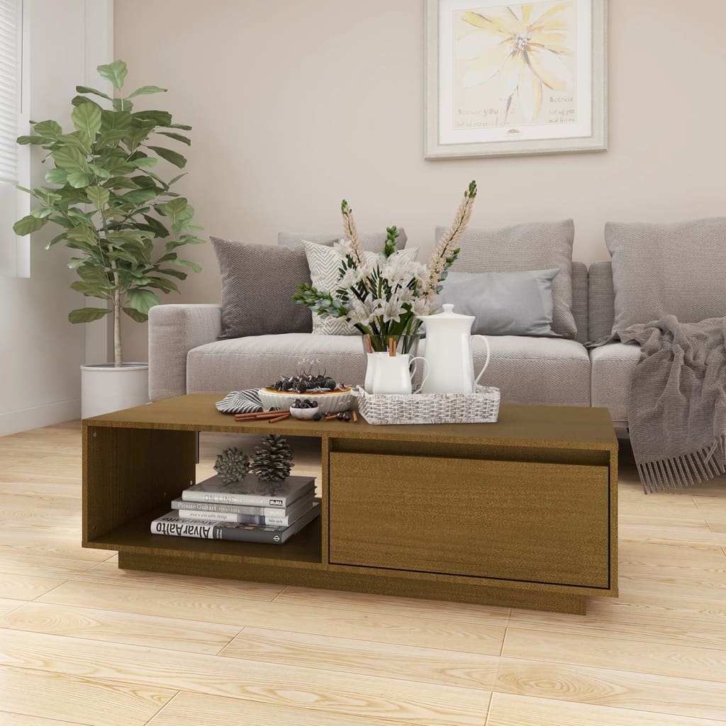 Tavolino Marrone ambra 110x50x33,5 cm in Legno Massello di Pino