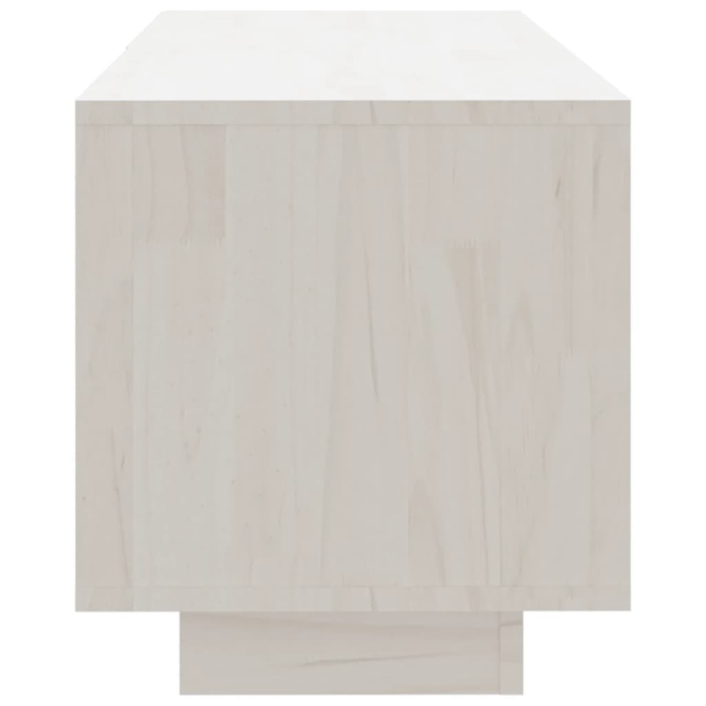 Mobile Porta TV Bianco 110x30x33,5 cm in Legno Massello di Pino