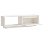 Mobile Porta TV Bianco 110x30x33,5 cm in Legno Massello di Pino