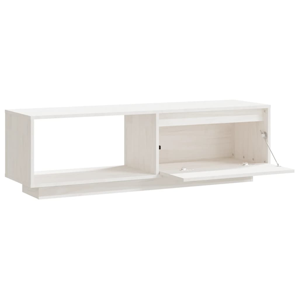 Mobile Porta TV Bianco 110x30x33,5 cm in Legno Massello di Pino