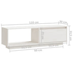 Mobile Porta TV Bianco 110x30x33,5 cm in Legno Massello di Pino