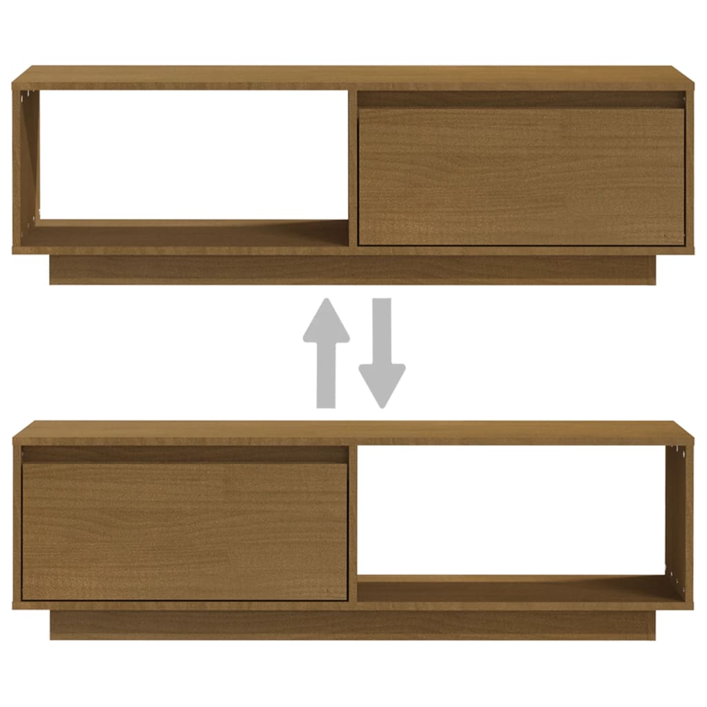 Mobile Porta TV Marrone Ambra 110x30x33,5 cm in Legno di Pino