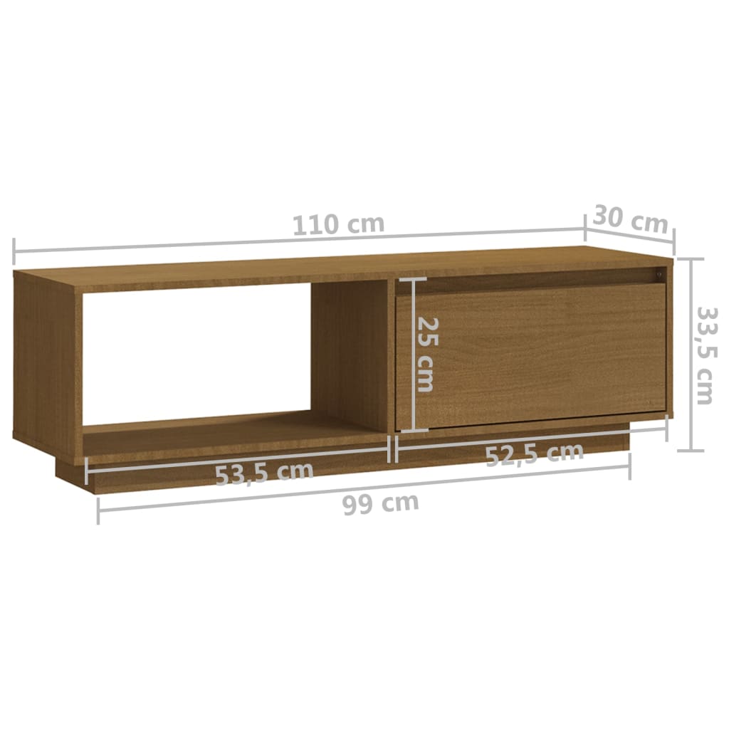 Mobile Porta TV Marrone Ambra 110x30x33,5 cm in Legno di Pino