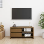 Mobile Porta TV Marrone Ambra 80x31x39 cm in Legno di Pino