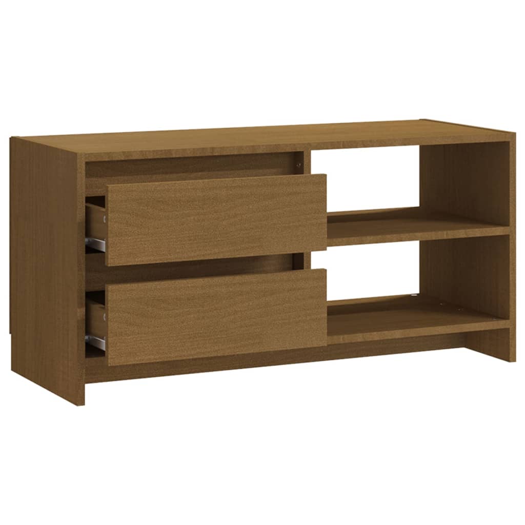 Mobile Porta TV Marrone Ambra 80x31x39 cm in Legno di Pino