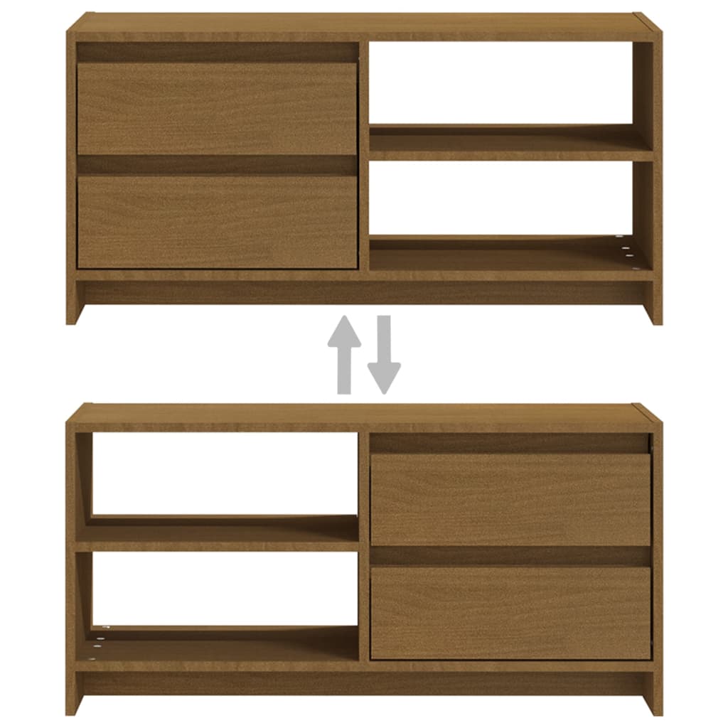 Mobile Porta TV Marrone Ambra 80x31x39 cm in Legno di Pino