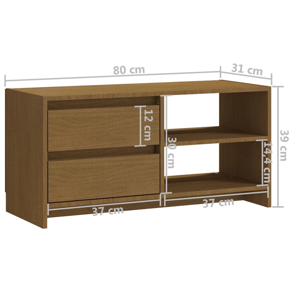 Mobile Porta TV Marrone Ambra 80x31x39 cm in Legno di Pino