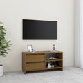 Mobile Porta TV Marrone Ambra 80x31x39 cm in Legno di Pino