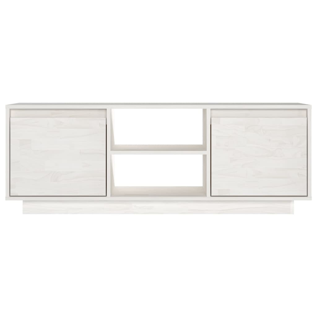 Mobile Porta TV Bianco 110x30x40 cm in Legno Massello di Pino