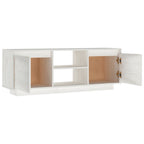Mobile Porta TV Bianco 110x30x40 cm in Legno Massello di Pino