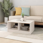 Tavolino da Salotto Bianco 75x50x33,5 cm Legno Massello di Pino
