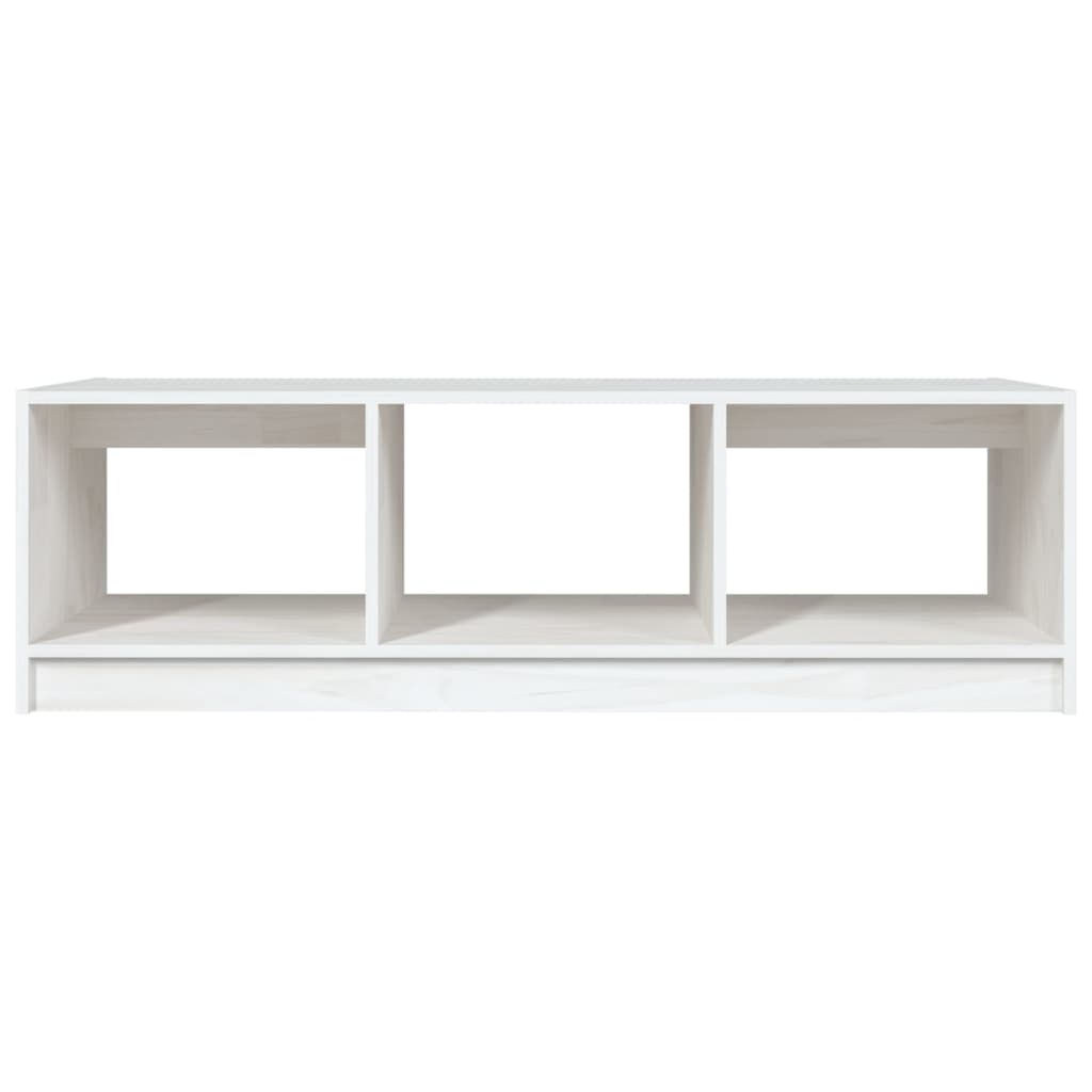 Tavolino da Salotto Bianco 110x50x34 cm Legno Massello di Pino