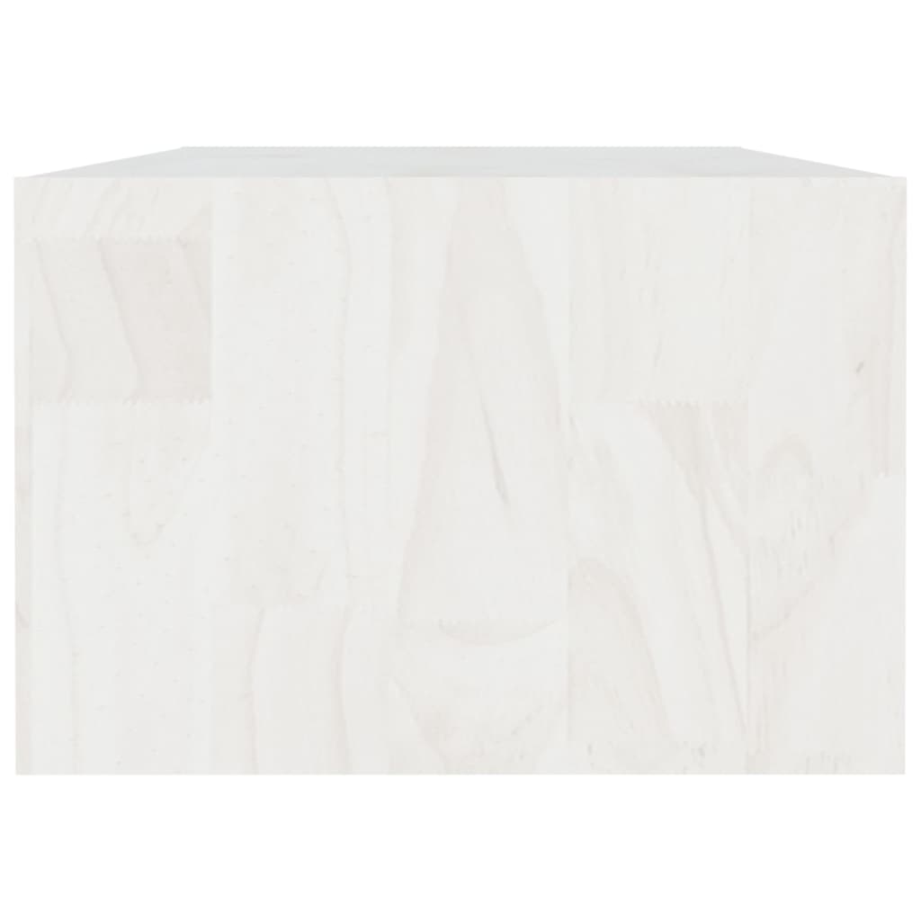 Tavolino da Salotto Bianco 110x50x34 cm Legno Massello di Pino