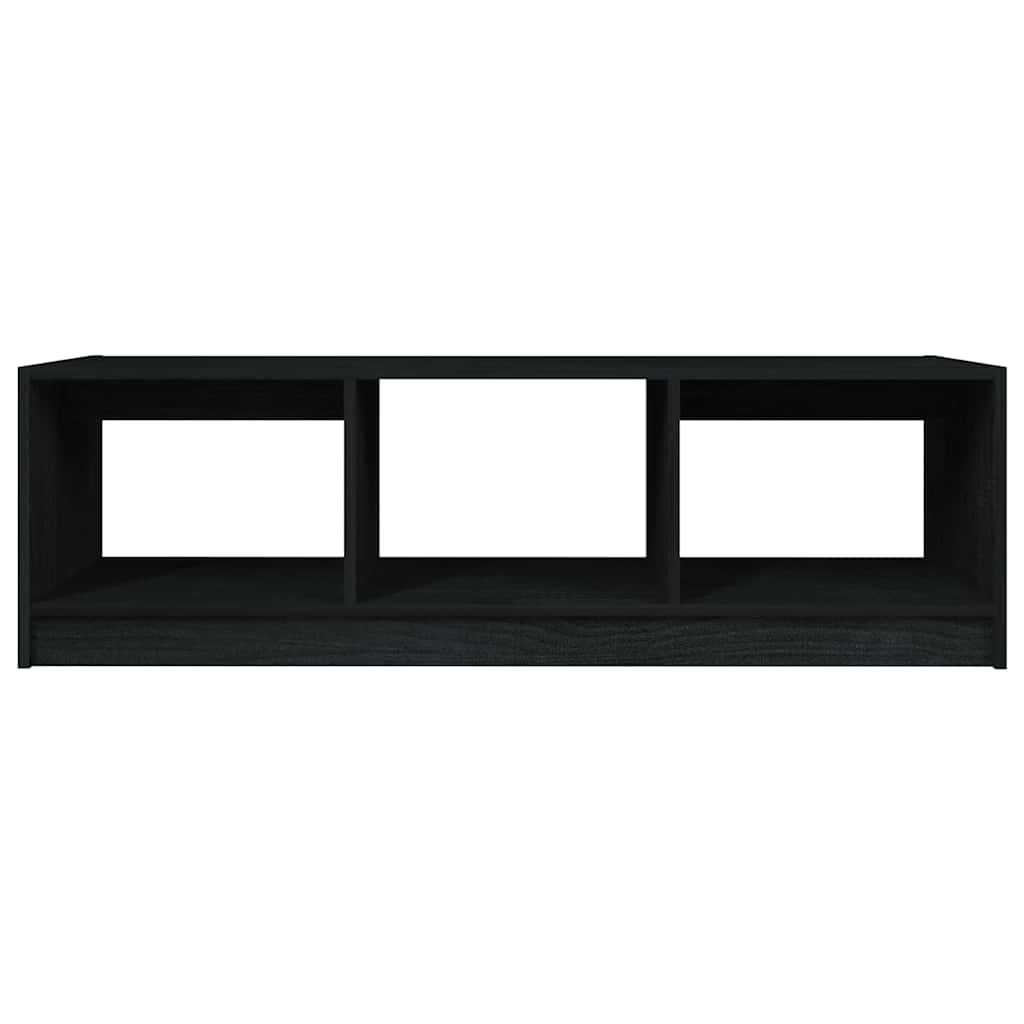 Tavolino da Salotto Nero 110x50x34 cm Legno Massello di Pino