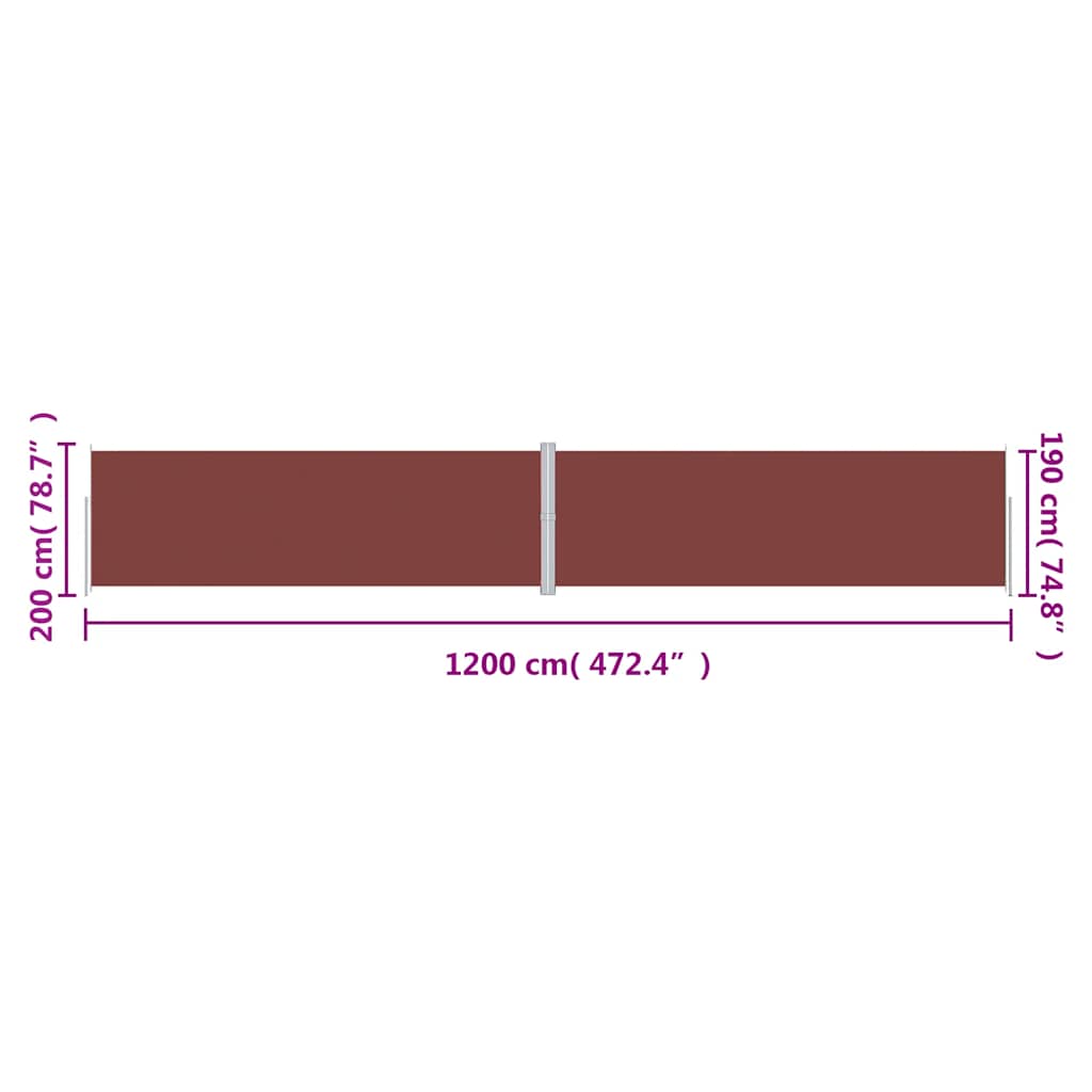 Tenda da Sole Laterale Retrattile Marrone 200x1200 cm