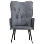 Poltrona Wingback Grigia in Vera Pelle