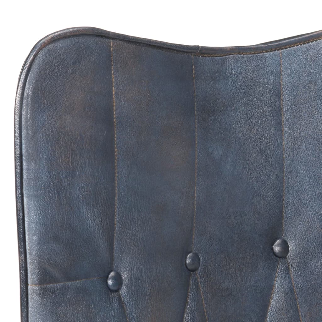 Poltrona Wingback Grigia in Vera Pelle