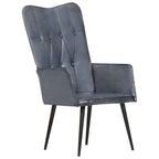 Poltrona Wingback Grigia in Vera Pelle