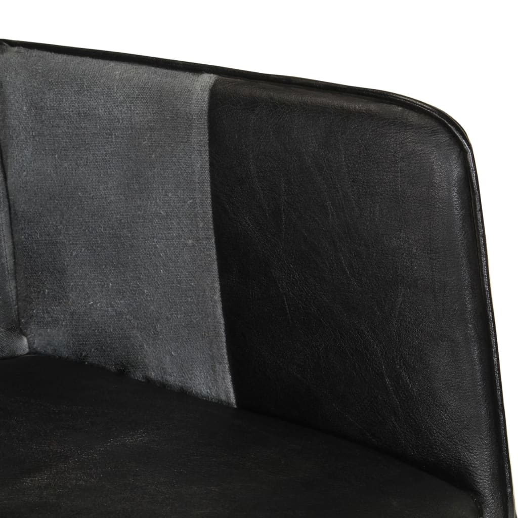 Poltrona Wingback Nera e Grigia in Vera Pelle
