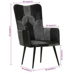 Poltrona Wingback Nera e Grigia in Vera Pelle