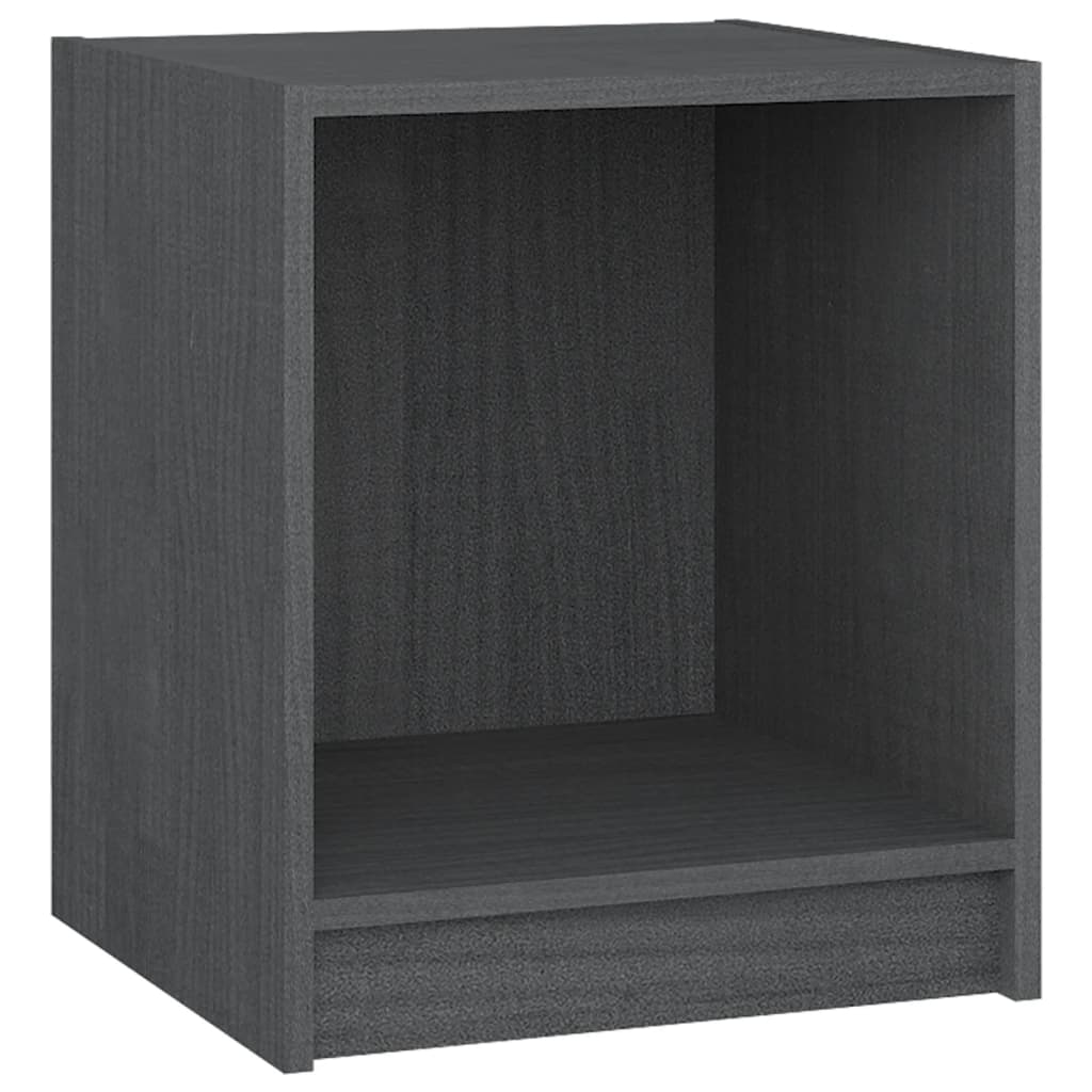 Comodini 2 pz Grigi 35,5x33,5x41,5 cm in Legno Massello di Pino