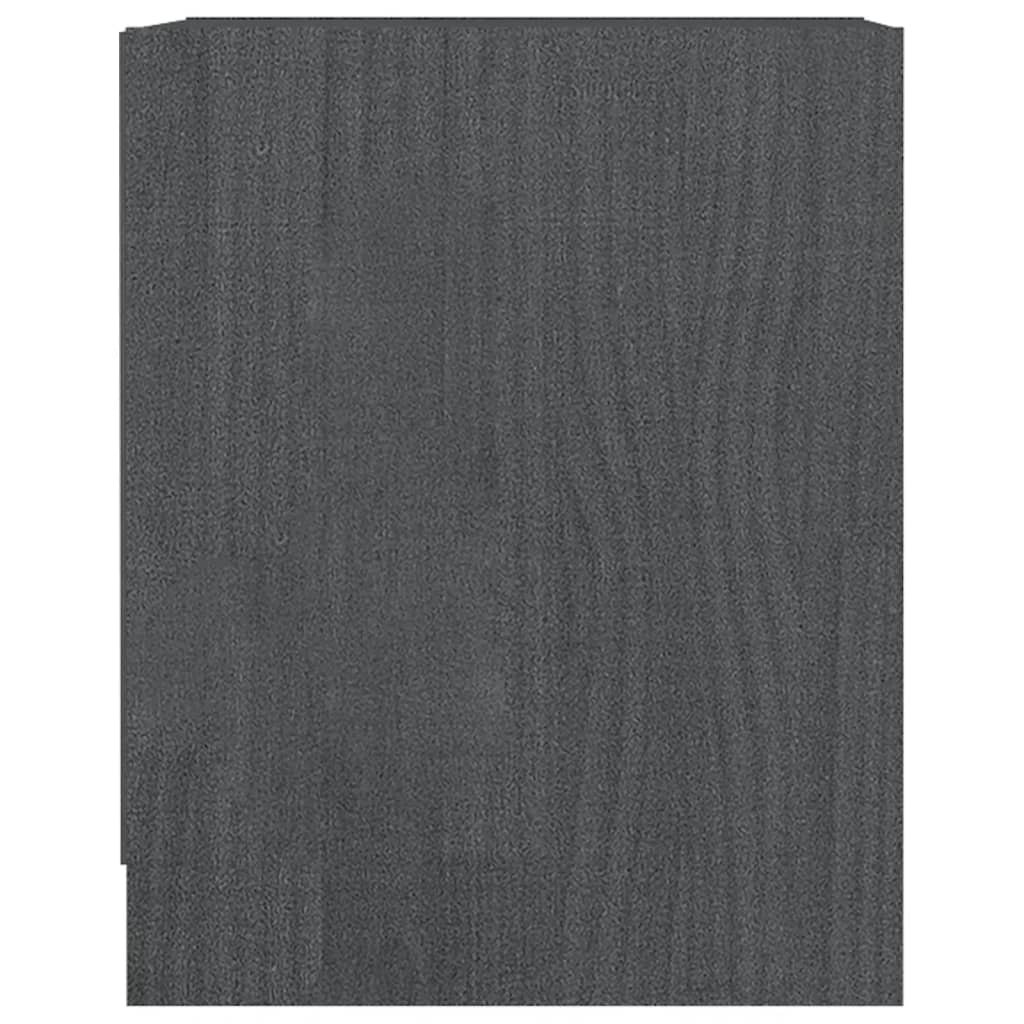 Comodini 2 pz Grigi 35,5x33,5x41,5 cm in Legno Massello di Pino