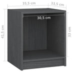 Comodini 2 pz Grigi 35,5x33,5x41,5 cm in Legno Massello di Pino