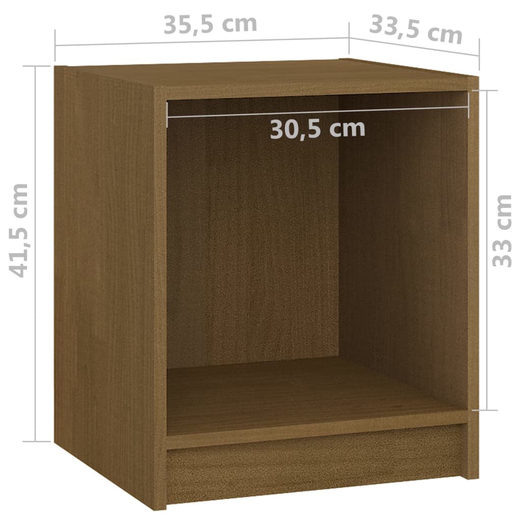 Comodino Marrone Ambra 35,5x33,5x41,5 cm in Legno di Pino