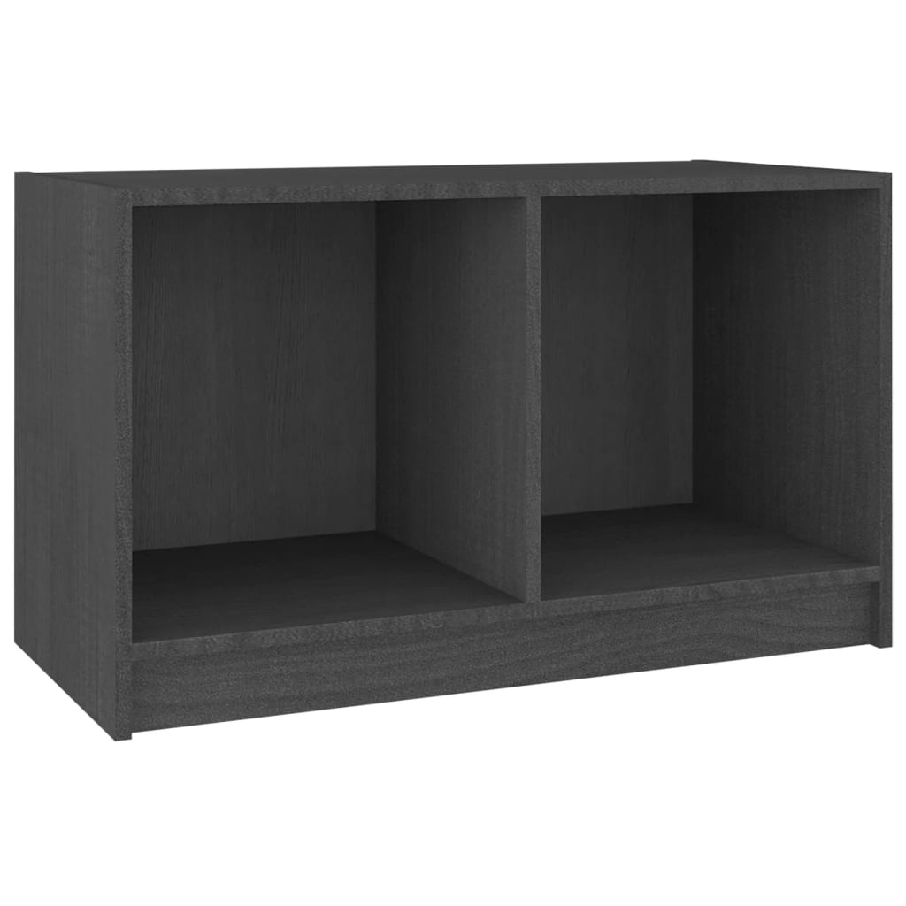 Mobile Porta TV Grigio 70x33x42 cm in Legno Massello di Pino