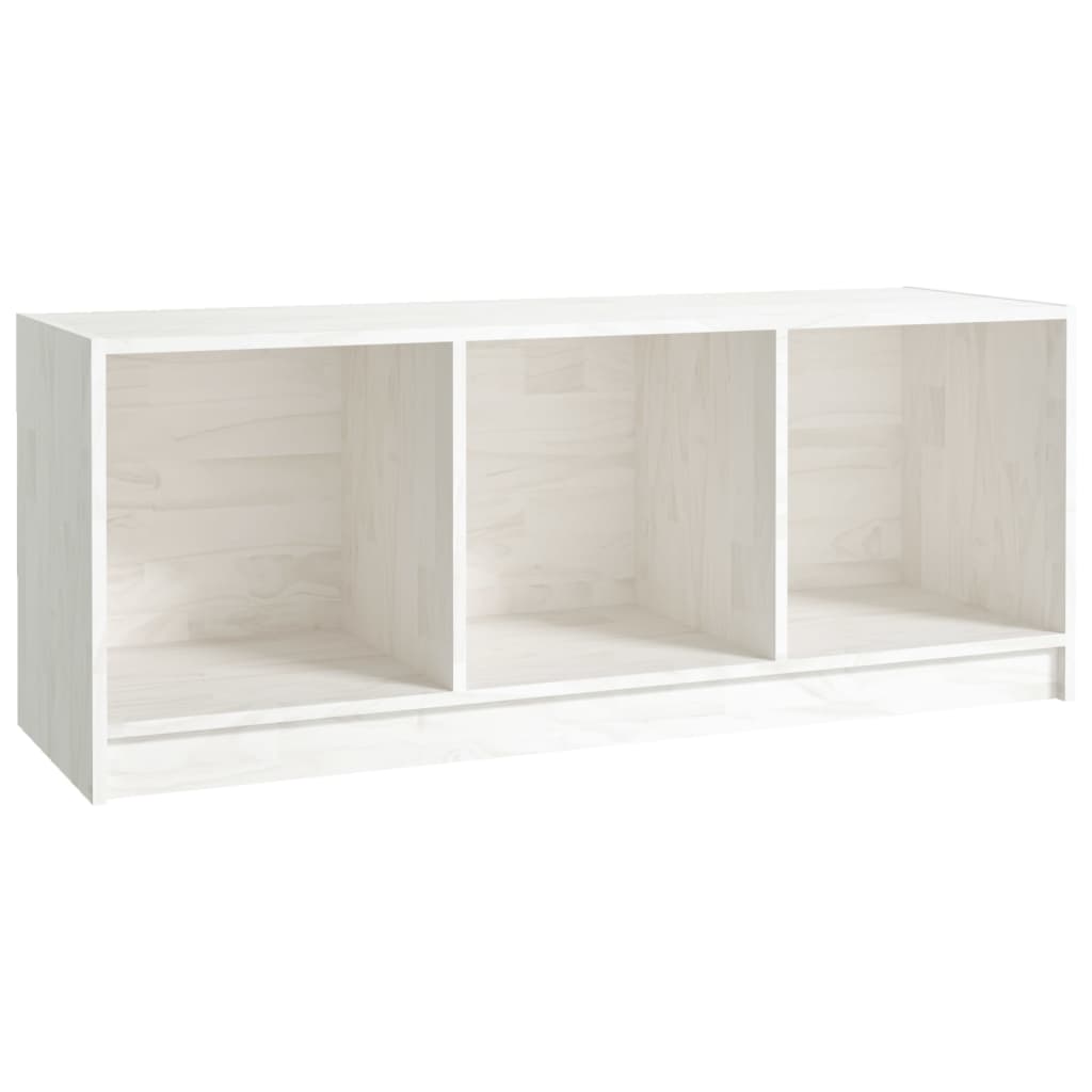 Mobile Porta TV Bianco 104x33x41 cm in Legno Massello di Pino