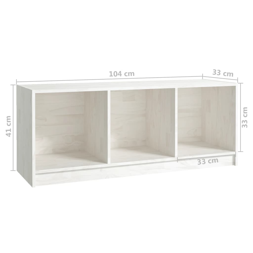 Mobile Porta TV Bianco 104x33x41 cm in Legno Massello di Pino
