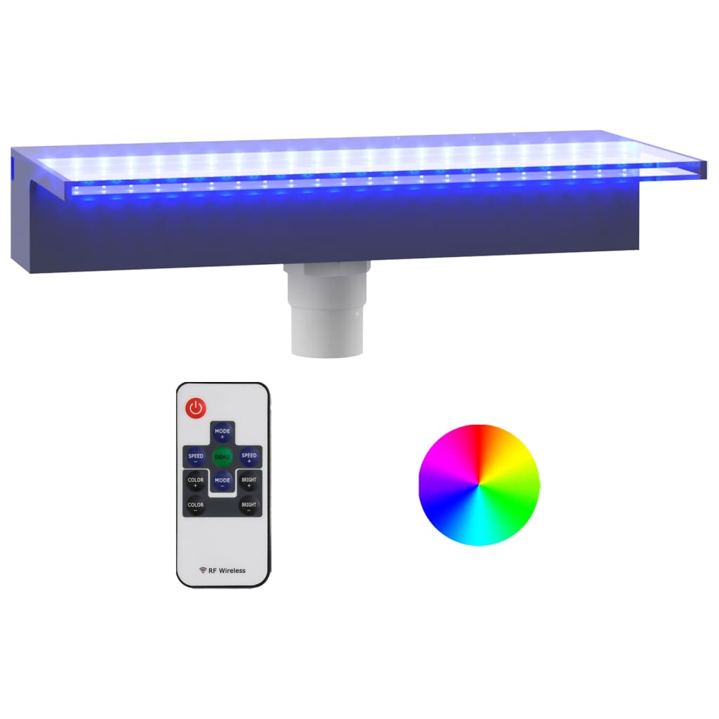 Sfioratore a Cascata con LED RGB Acrilico 45 cm per Piscina e Laghetto