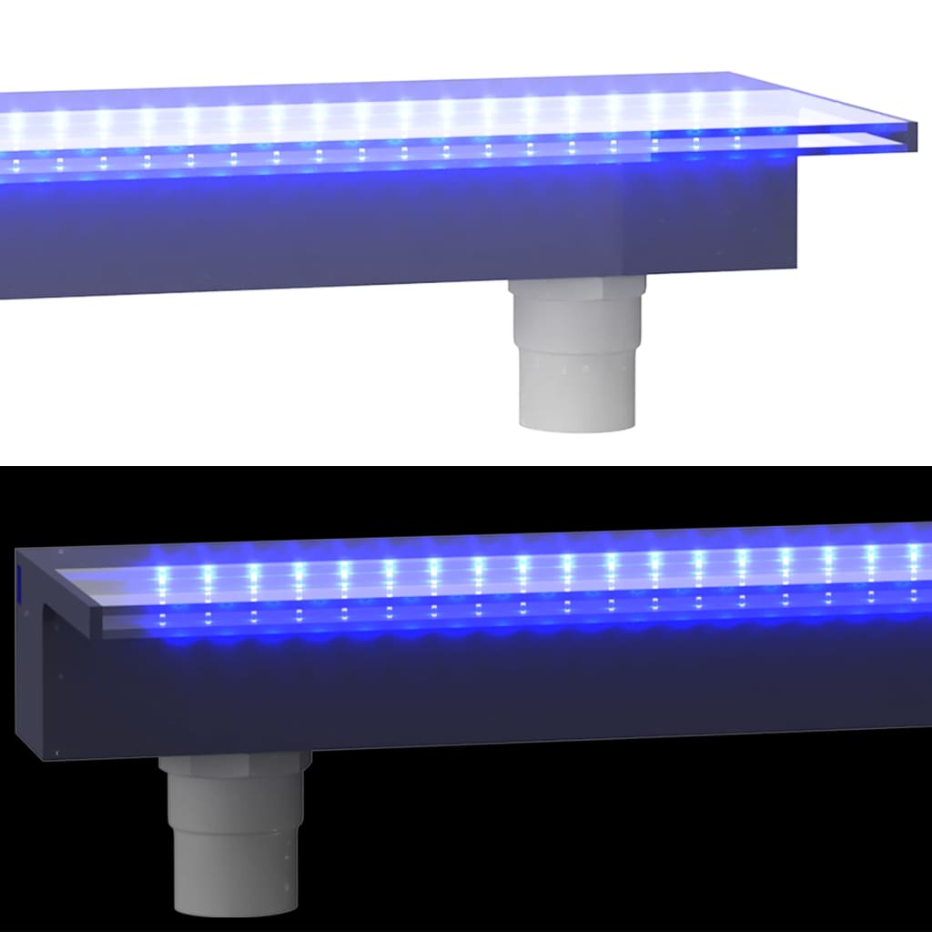 Sfioratore a Cascata con LED RGB Acrilico 60 cm per Piscina e Laghetto