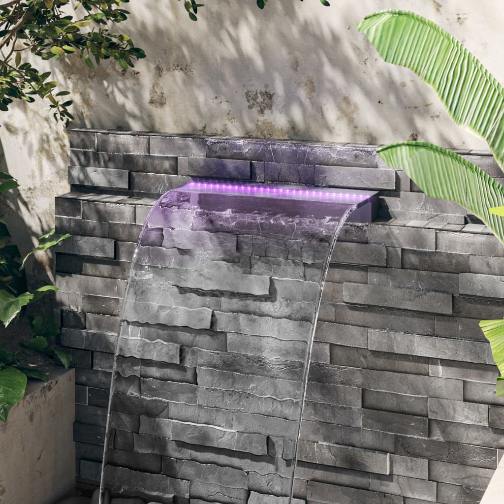 Sfioratore a Cascata con LED RGB Acrilico 60 cm per Piscina e Laghetto