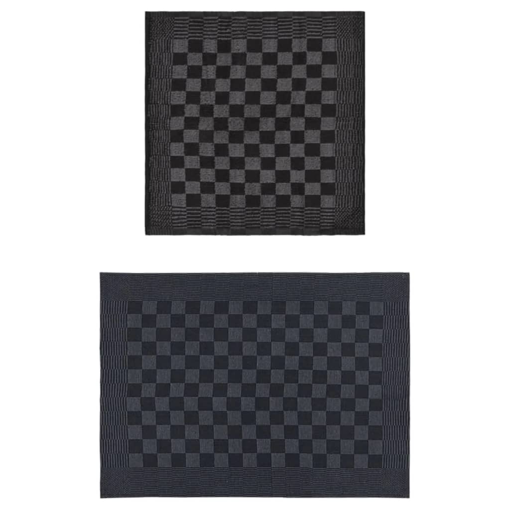 Set 10 Strofinacci in Cotone 100% Nero e Grigio