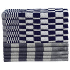 Set 10 Strofinacci in Cotone Blu e Bianco