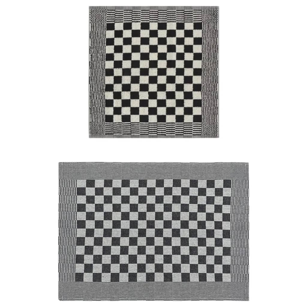 Set 10 Strofinacci in Cotone 100% Nero e Bianco