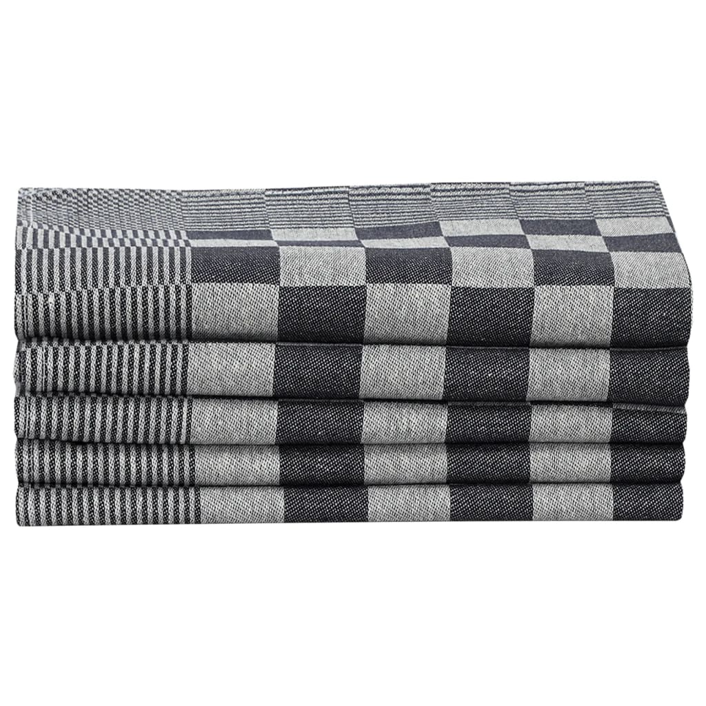 Set 10 Strofinacci in Cotone 100% Nero e Bianco