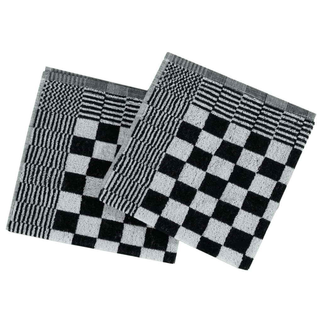 Set 10 Strofinacci in Cotone 100% Nero e Bianco
