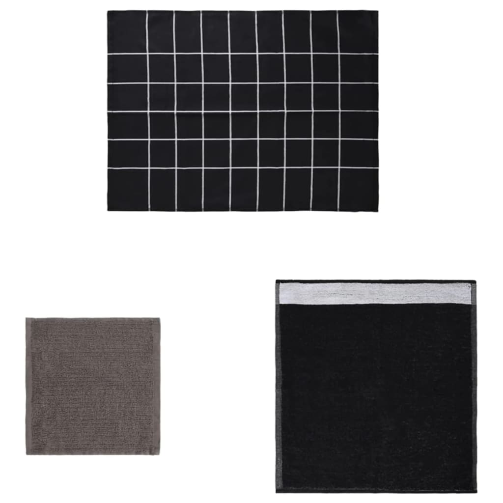 Set 12 Strofinacci in Cotone Nero - Panni Cucina e Asciugamani